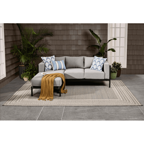 Better Homes & Gardens Marlow Outdoor 2pc Patio Sectional Set, Black Frame/Gray Cushion