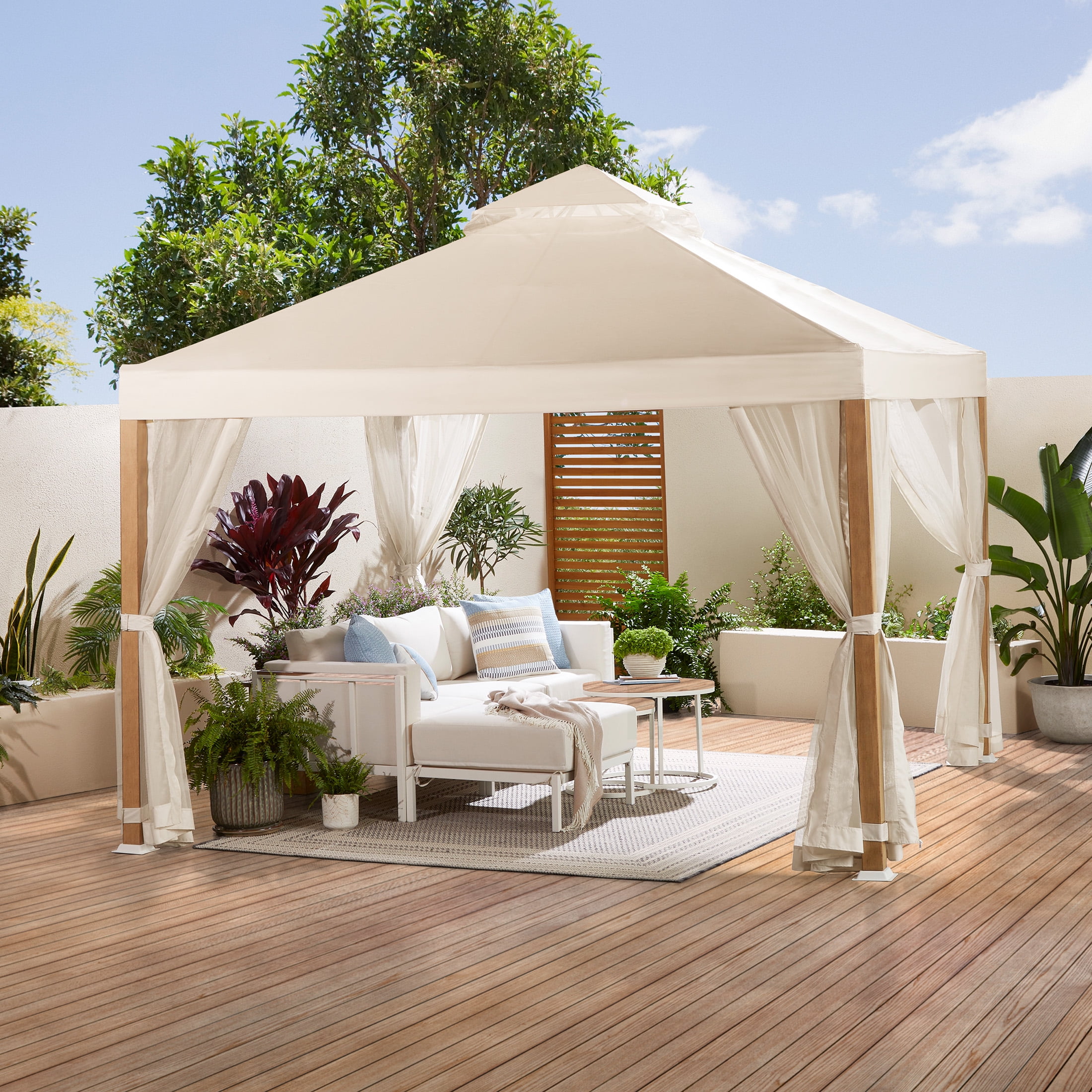 White Wooden Gazebo, Size: 9.75