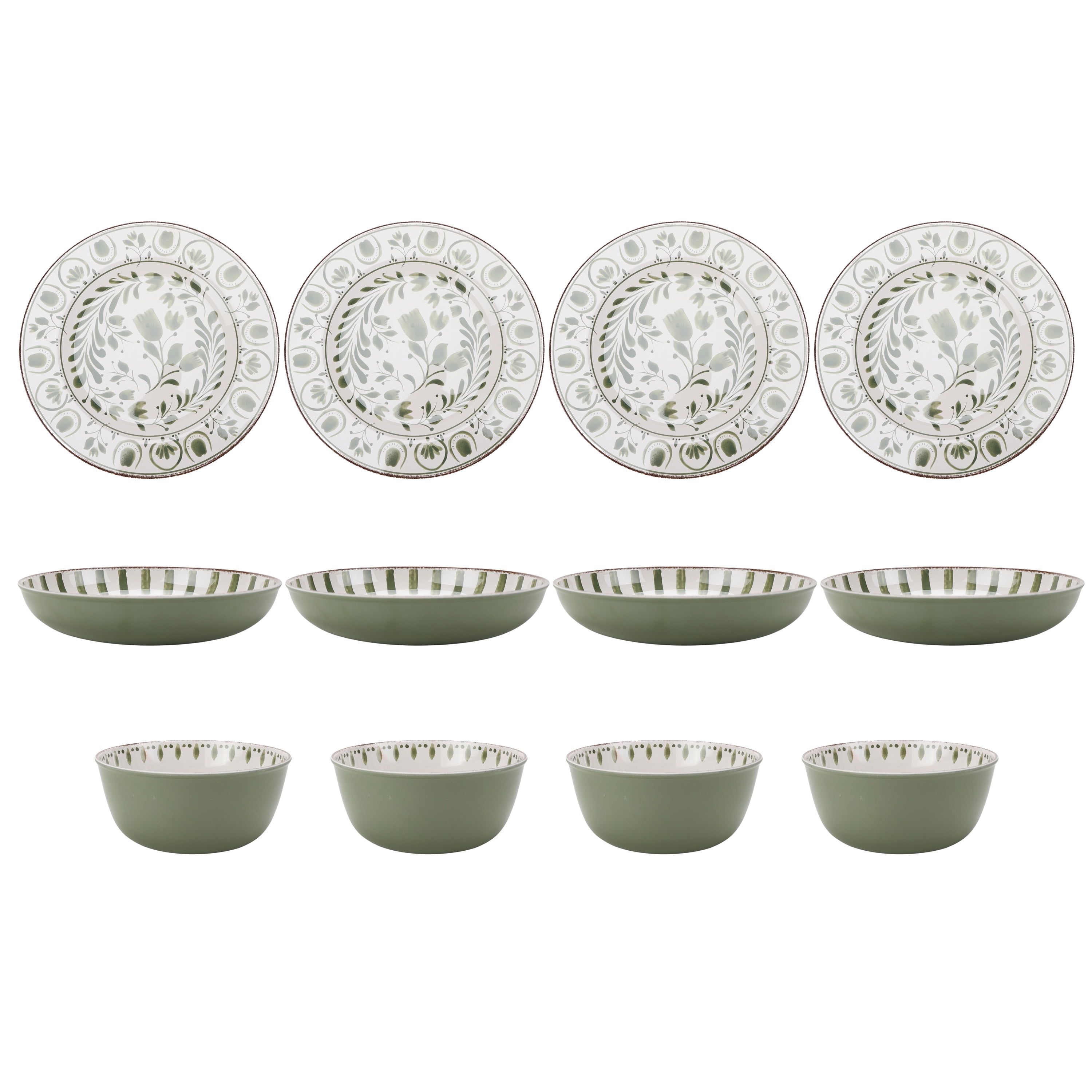 Better Homes & Gardens 12-Piece Bamboo Melamine Dinnerware Set, Green - Walmart.com