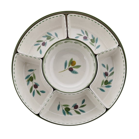 Better Homes & Gardens Olive Beige Reusable Dishwasher-Safe Bamboo Melamine Plastic Chip & Dip Set