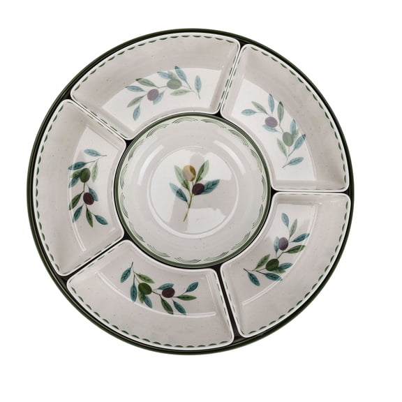 Better Homes and Gardens Bamboo Melamine Multicompartment Olive Chip and Dip Serve Tray