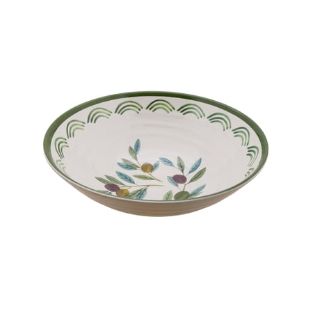 Better Homes & Gardens EcoChoice 4.9 qt Round Olive Beige Bamboo Melamine Plastic Serving Bowl, Reusable, Dishwasher-Safe