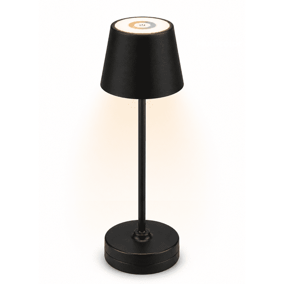 Better Homes & Gardens 14 Inch Indoor/Outdoor Rechargeable Color-Changing Table Lamp, Black, Indoor Only Charging Base