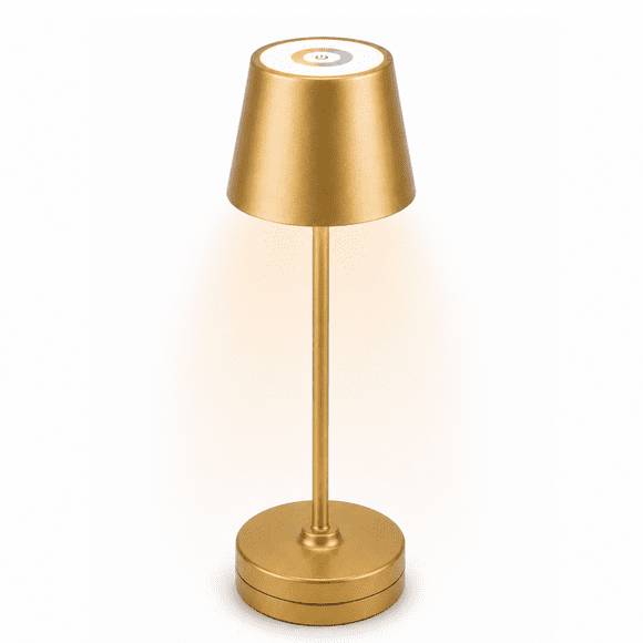 Better Homes & Gardens 14 in Gold Rechargeable Color-Changing Table Lamp for Indoor/Outdoor Use, Indoor-Only Charging Base