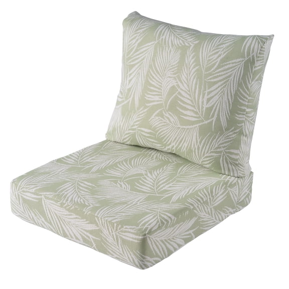 Better Homes & Gardens 24 in x 24 in Outdoor Deep Seat Cushion, 2-Piece, Palm Green