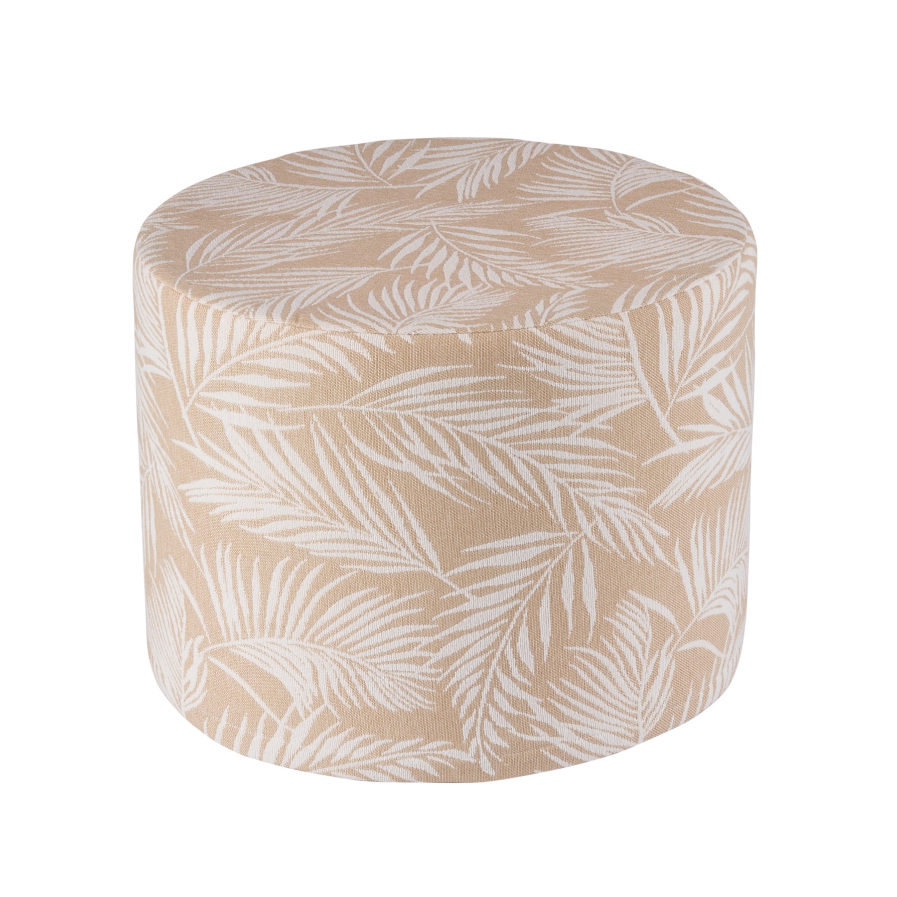 Better Homes & Gardens Round Outdoor Pouf Ottoman, Palm Tan, 20 in x 15 in, 1-Piece