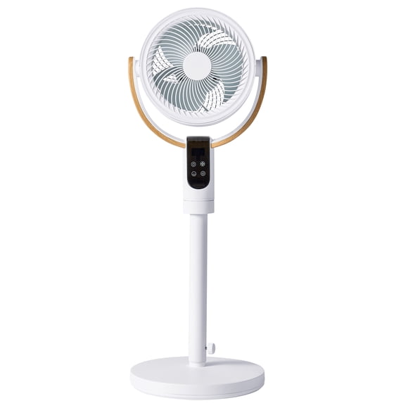 Better Homes & Gardens 8 Inch Air Circulator Pedestal Fan, Juliet Collection, White and Light Honey