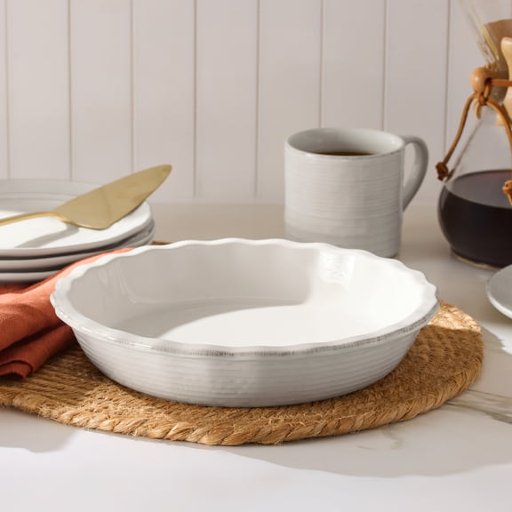 Better Homes & Gardens Artisan 10.5 Inch Cream Stoneware Pie Dish