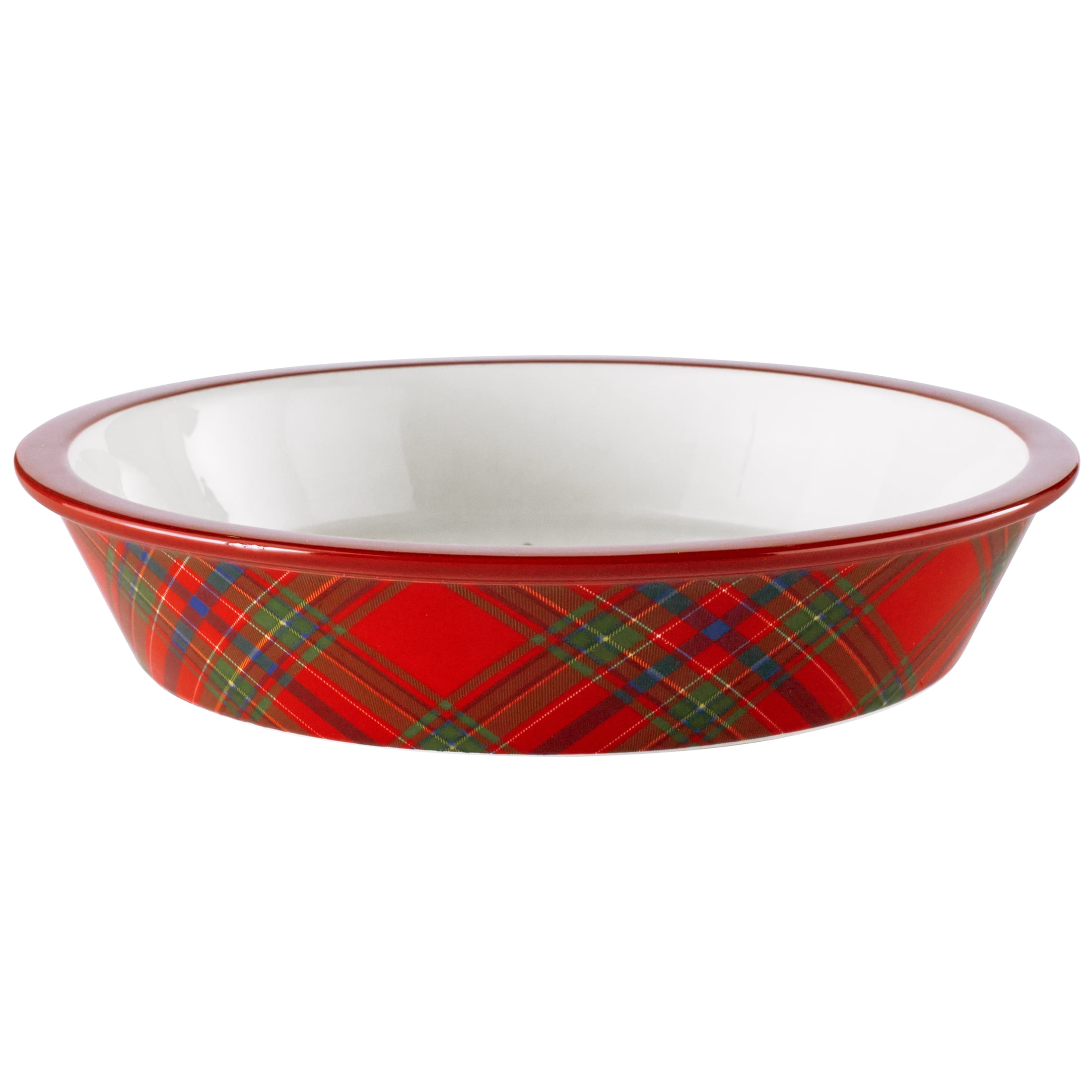 Better Homes & Gardens Holiday Plaid 10-inch Stoneware Pie Dish, Microwave and Dishwasher Safe