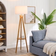 Better Homes & Gardens 63" Natural Wood Tripod Floor Lamp with Pleated Shade