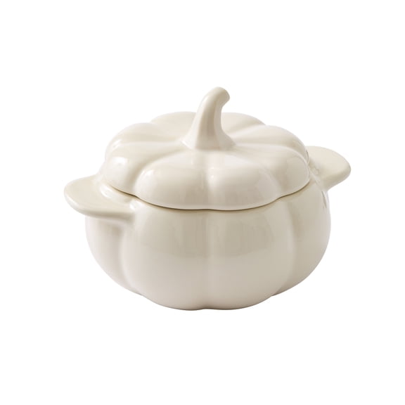 Better Homes & Gardens 8 oz Cream Figural Pumpkin Stoneware Cocotte with Lid