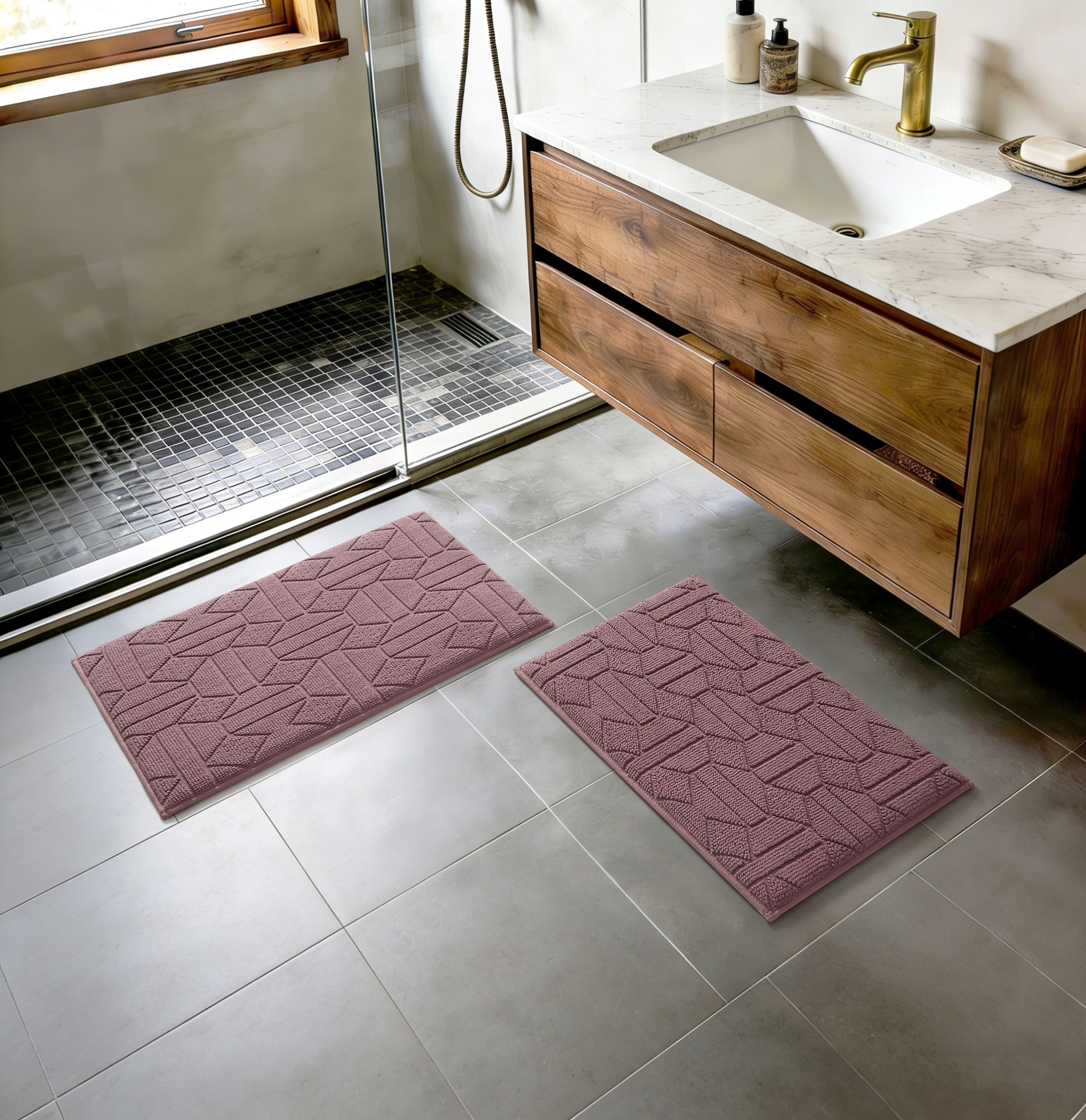 Better Homes & Gardens 2-Piece Paver Diamond Tufted Memory Foam Bath Rug Set, Violet Gem, 17 in x 24 in & 20 in x 30 in