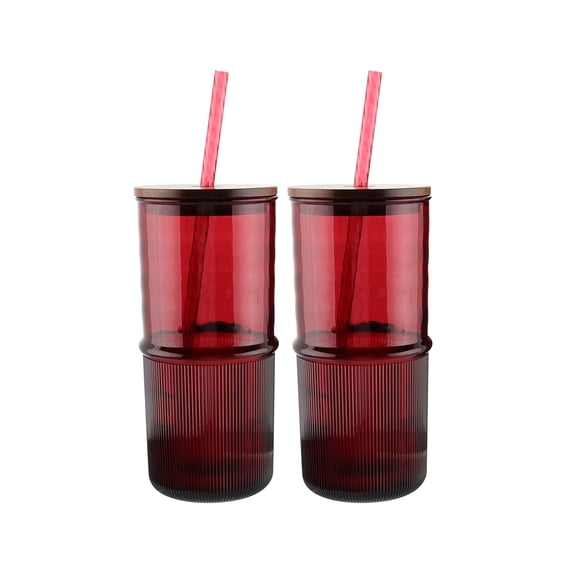 Better Homes & Gardens 22 oz Ribbed Tritan Sipper, Red, 2-Pack