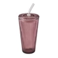 thumbnail image 1 of Better Homes & Gardens 21 oz Purple Ribbed Glass Tumbler with Glass Lid and Straw, 1 of 5