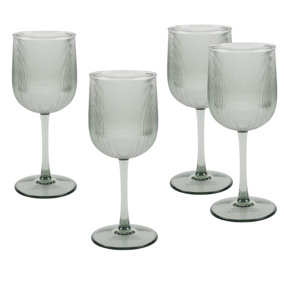 Better Homes & Gardens 4-Piece Green Ribbed Tritan Wine Glass Set