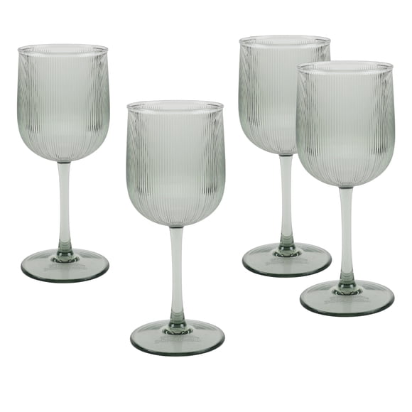 Better Homes & Gardens 4-Piece Green Ribbed Tritan Wine Glass Set