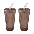 thumbnail image 1 of Better Homes & Gardens 21 oz Ribbed Glass Tumbler, Brown, 2-Pack, 1 of 7