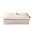 thumbnail image 1 of Better Homes & Gardens Artisan 9.3" x 15.5" Cream Stoneware Roasting Pan with Lid, 1 of 21