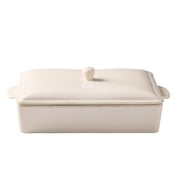 Better Homes & Gardens Artisan 15.5 in x 9.3 in Cream Stoneware Roasting Pan with Lid
