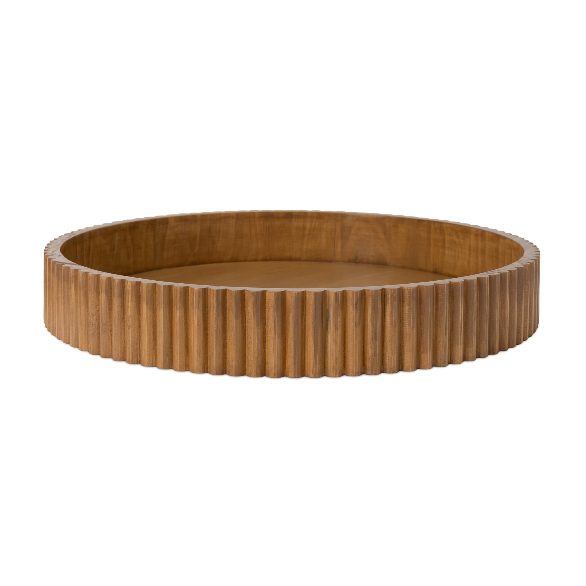 Better Homes & Gardens Ribbed Wood Decorative Tray, Honey Finish, 16.4"