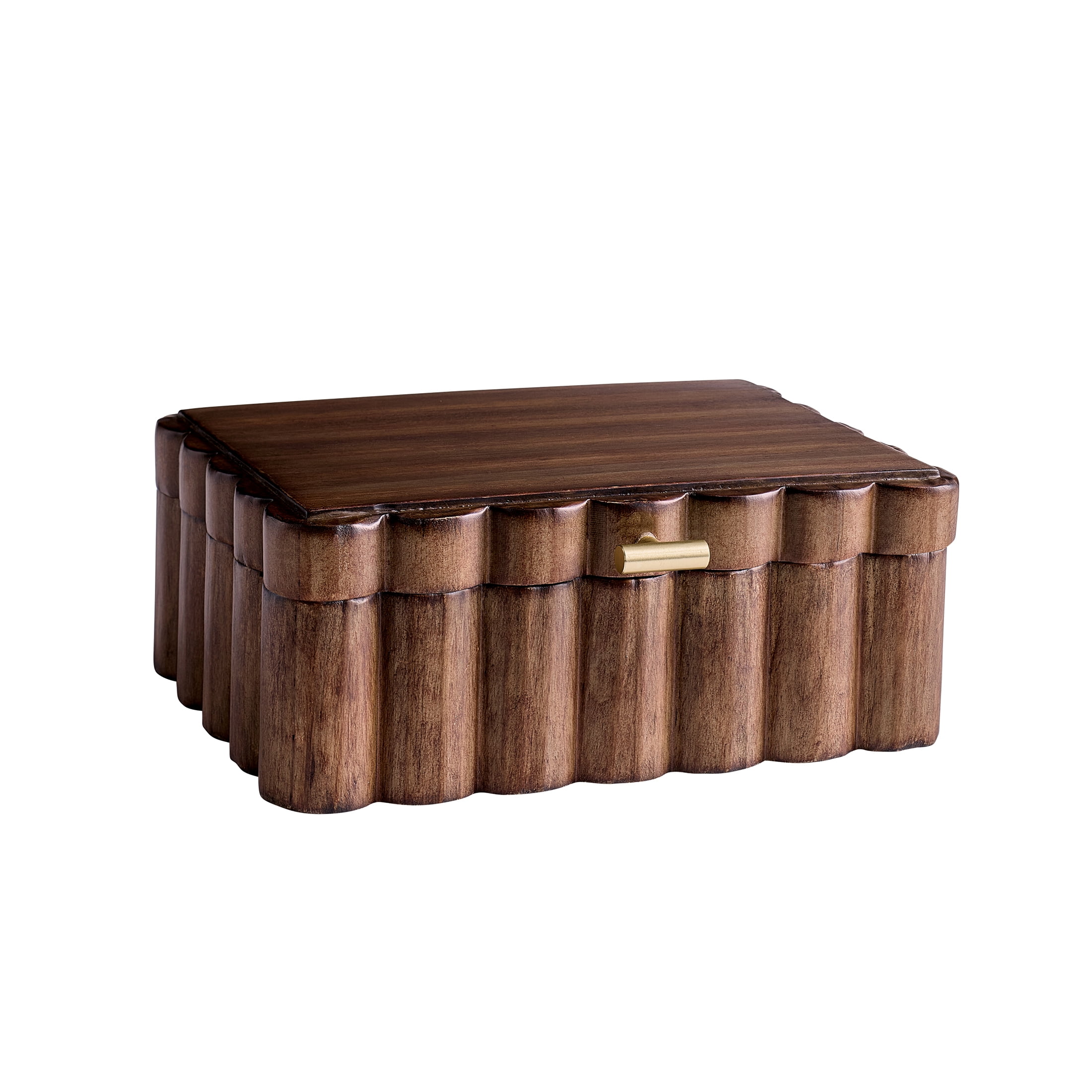 Better Homes & Gardens Scalloped Wooden Jewelry Box, Trinket Organizer with Lid, Decorative Storage for Rings, Earrings, Keepsakes, Nightstand or Dresser Display, Natural Wood Finish