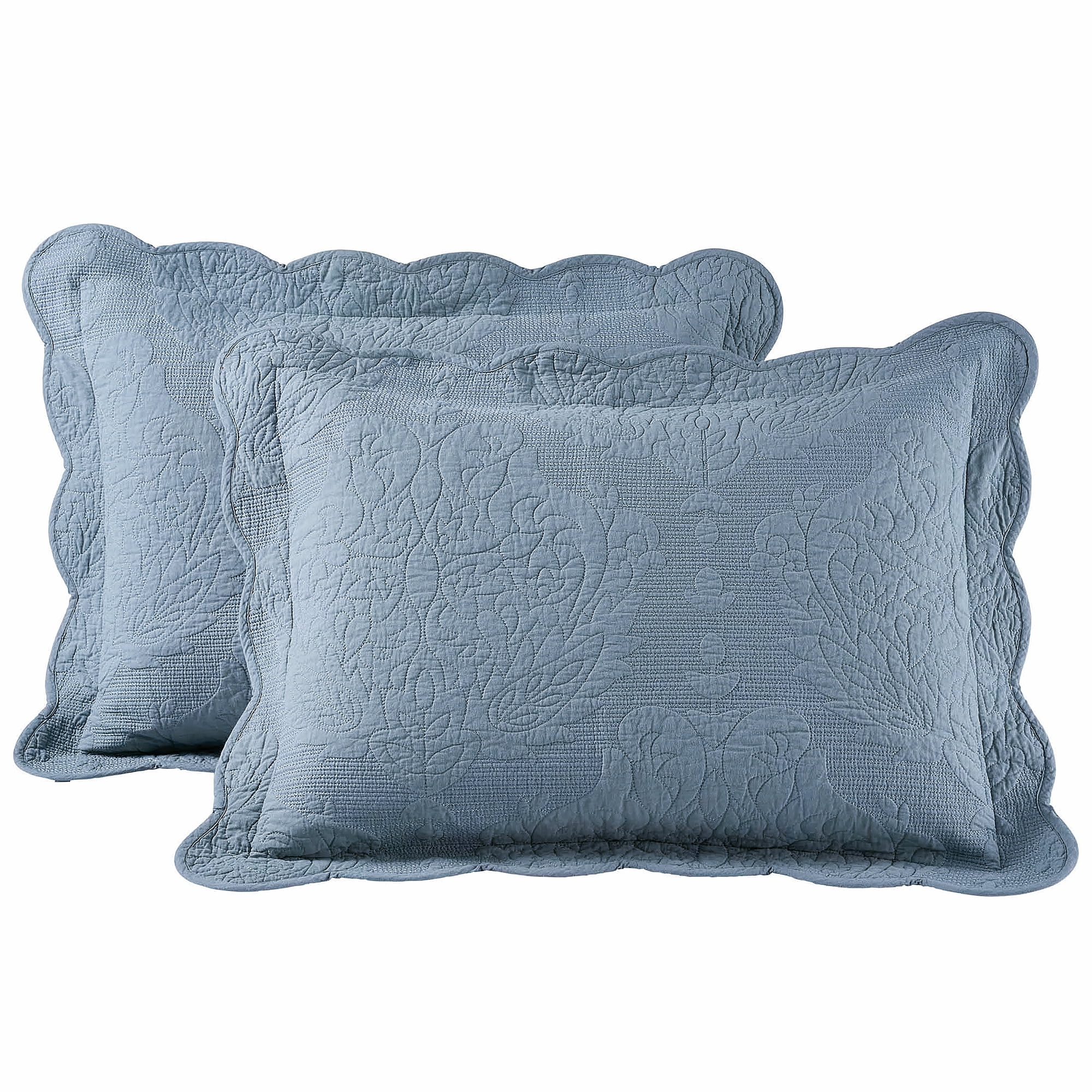 Limited Edition Better Homes & Gardens Paisley Medallion Cotton Pillow Shams, King, Blue Silver, 2 Pack