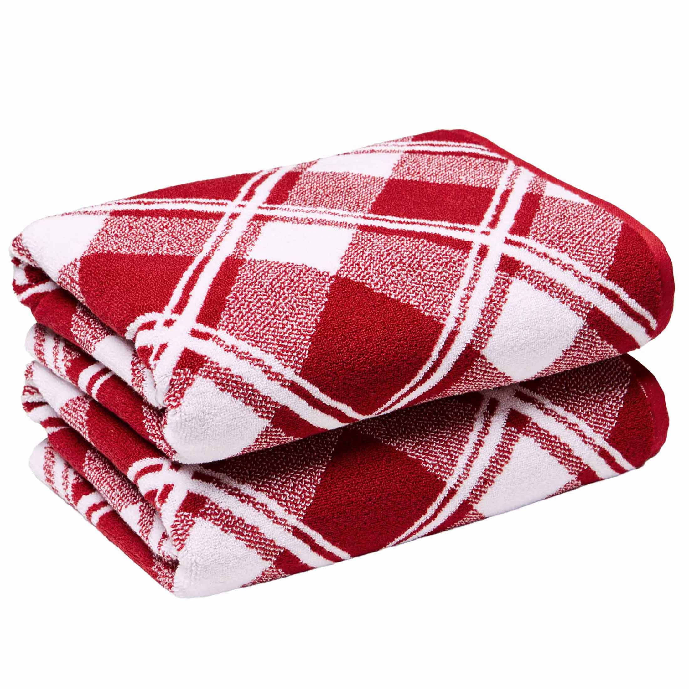 Better Homes Gardens Holiday 2PK Bath Towel Set Red Christmas Plaid Walmart