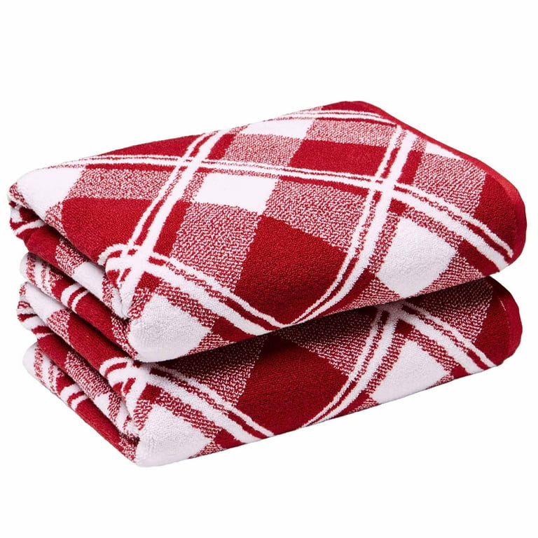 Better Homes Gardens Holiday 2PK Bath Towel Set Red Christmas Plaid Walmart