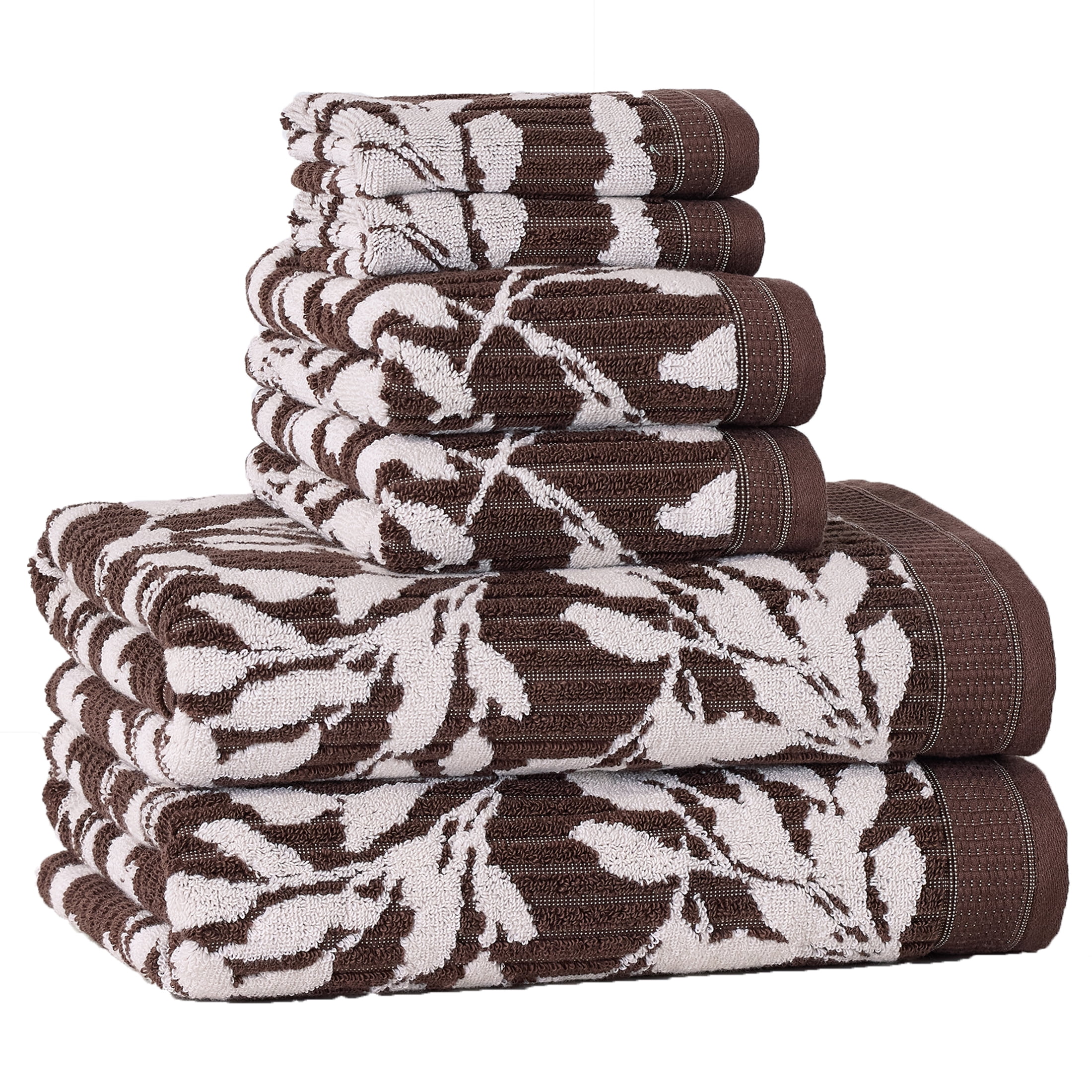 Better Homes & Gardens Signature Soft Floral 6 Piece Towel Set,Brown Basket/Vanilla Dream