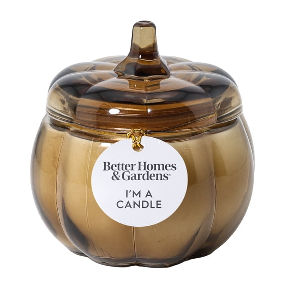 Better Homes & Gardens 5 oz Glass Pumpkin Jar Candle, Pumpkin Snickerdoodle Swirl