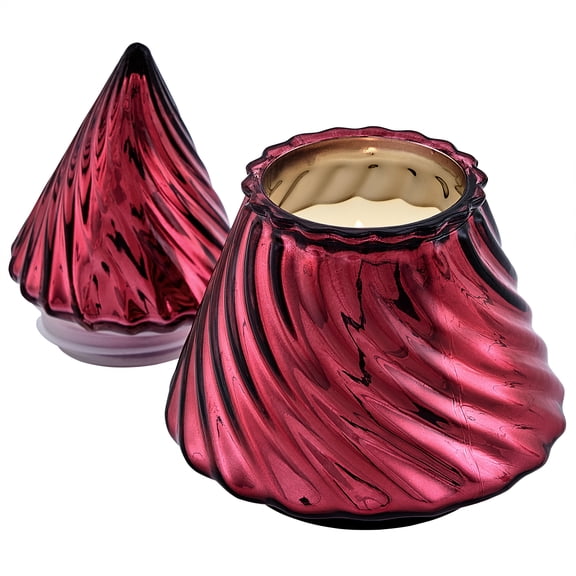 Better Homes & Gardens 1-Wick Glass Christmas Tree Candle, Old Fashioned Candy Cane, 8 oz
