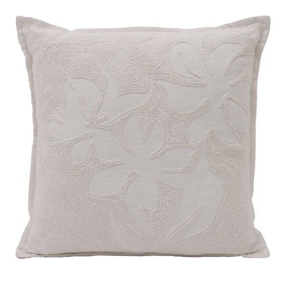 BHG Sophia Embroidered Floral Throw Pillow, Ivory