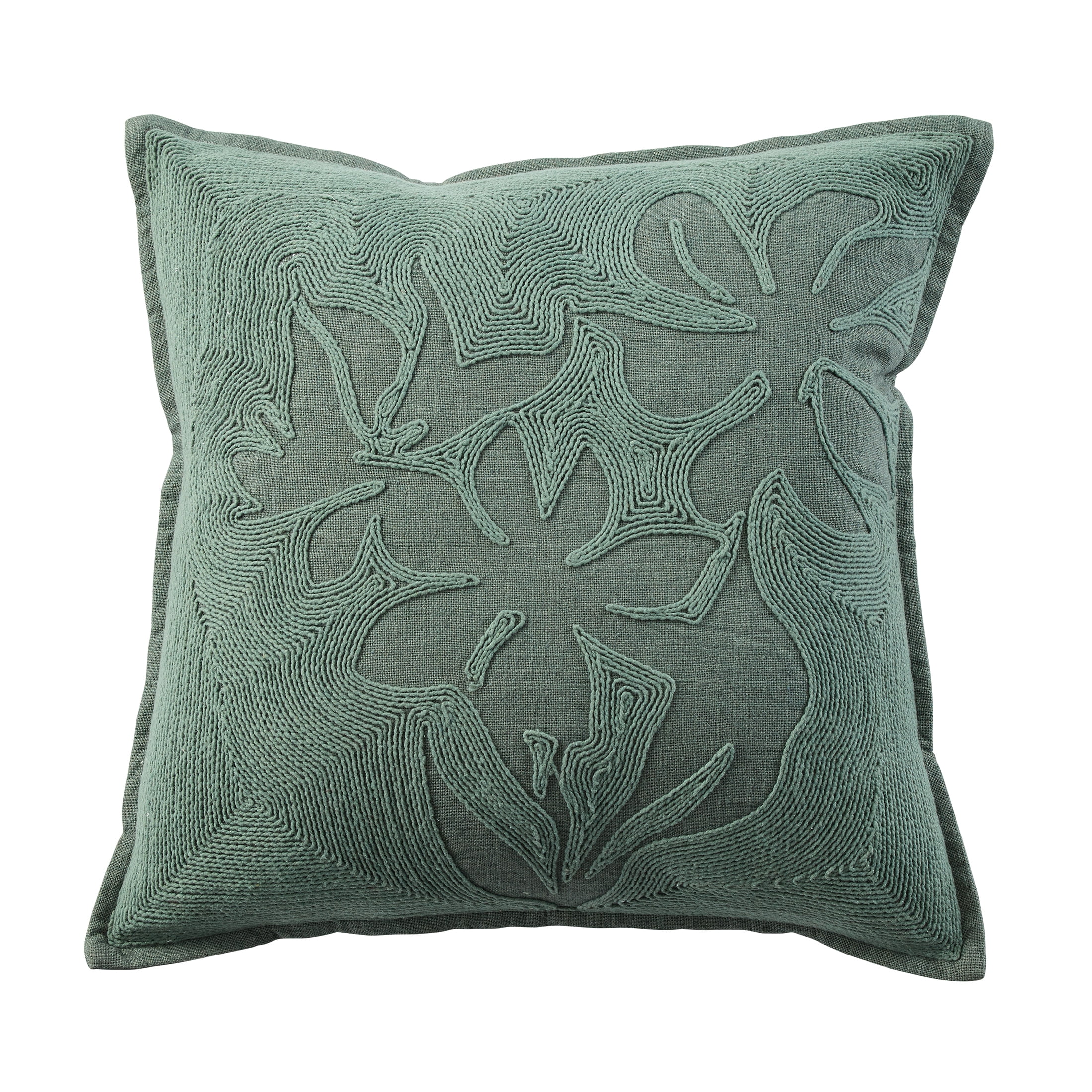 Better Homes & Gardens Sophia Embroidered Floral Throw Pillow Cover, 18x18 inch, Green Ash