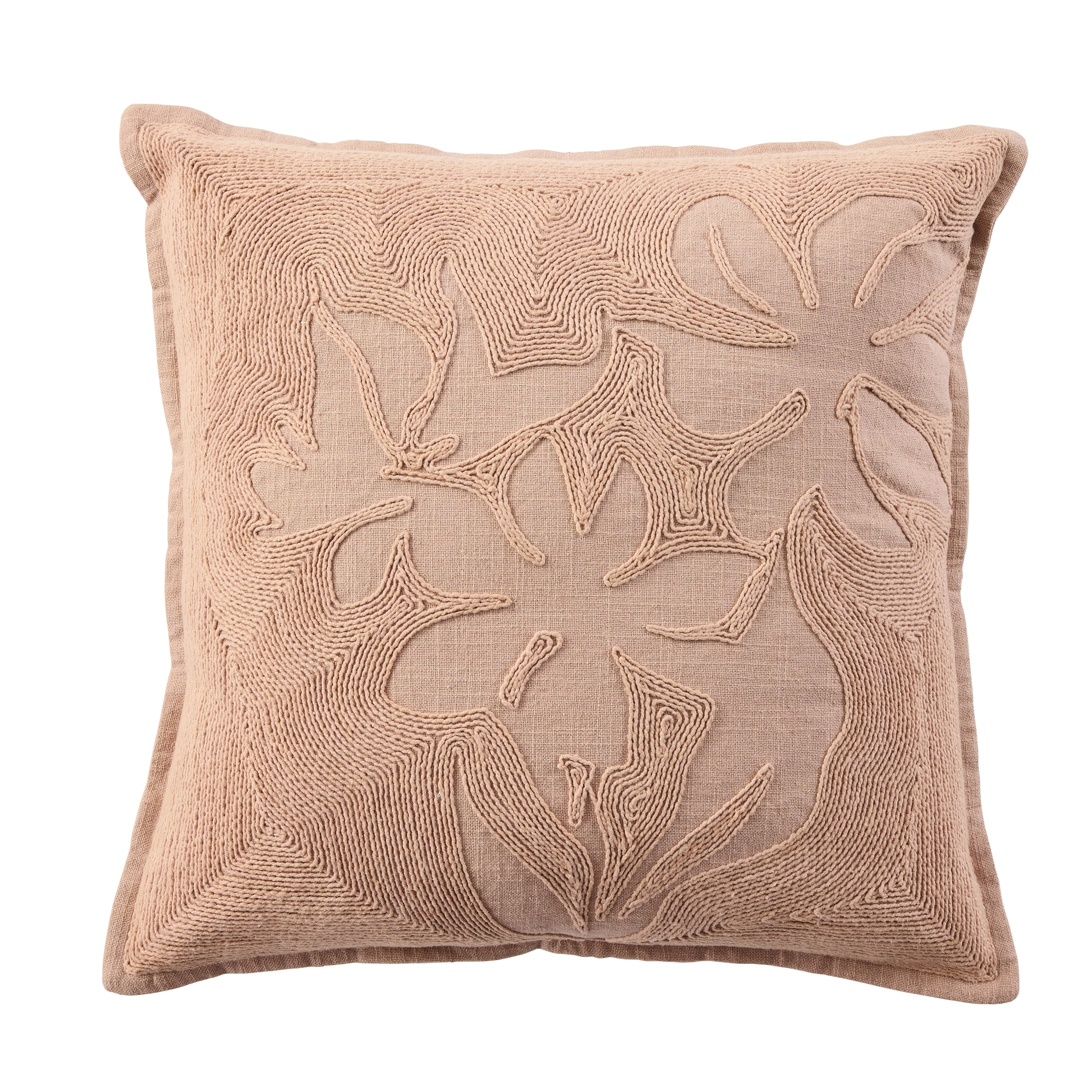 Better Homes & Gardens Sophia 18x18 Inch Embroidered Floral Throw Pillow Cover, Antique Blush