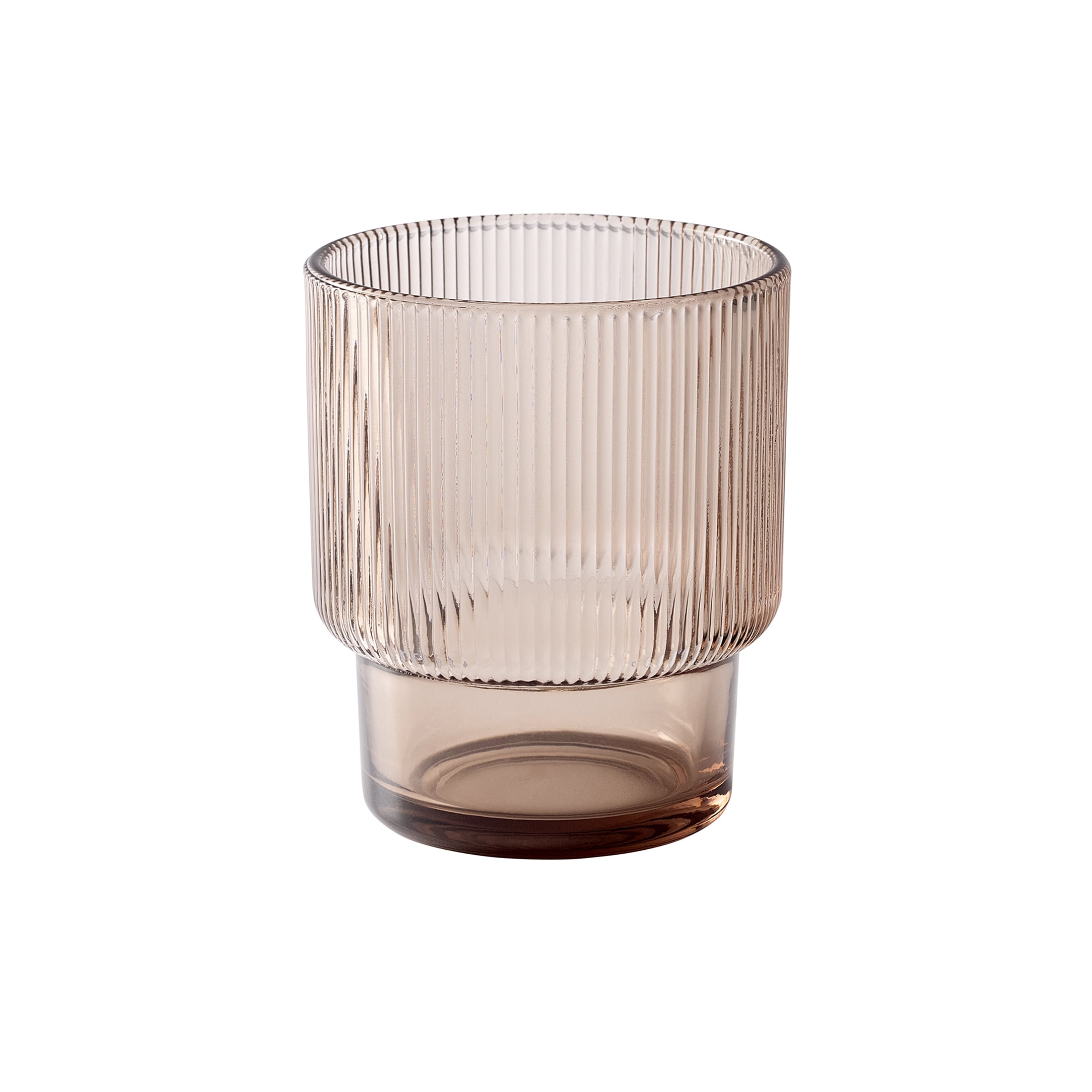 Better Homes & Gardens Stackable Ribbed Glass Tumbler, Brown Tint, 11.5 oz