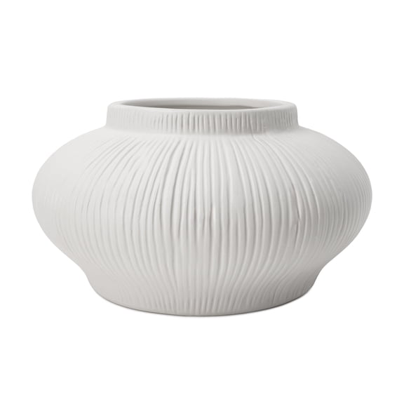 Better Homes & Gardens Soft Curve White Ribbed Ceramic Decorative Vase, 4"