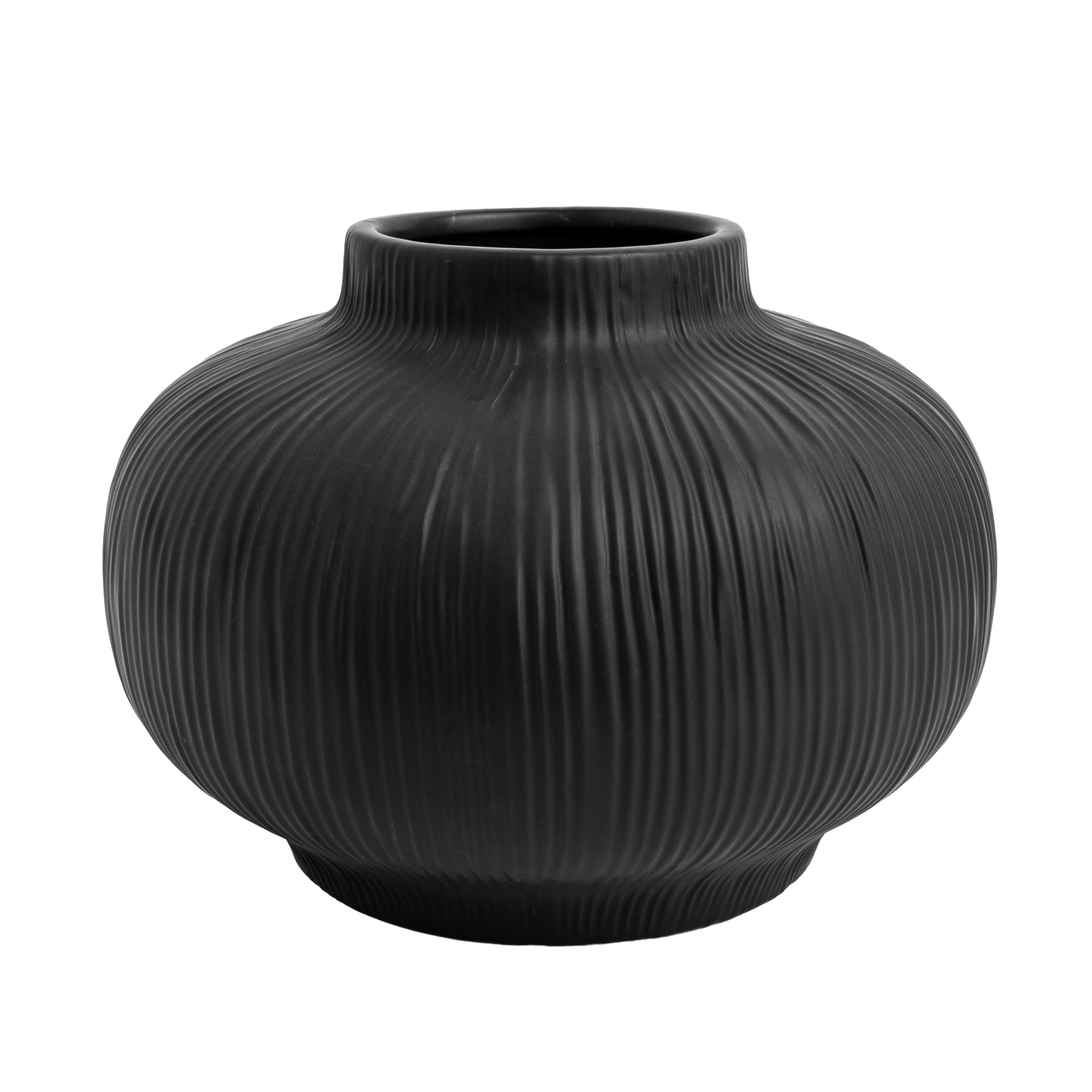 Better Homes & Gardens Soft Curve Black Ceramic Decorative Vase, 6"