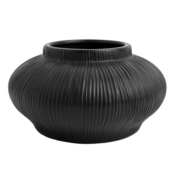 Better Homes & Gardens Soft Curve Black Ribbed Ceramic Decorative Vase, 4"
