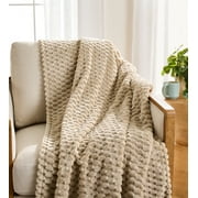 Better Homes & Gardens Textured Velvet Plush Soft Throw Blanket, Papyrus Beige