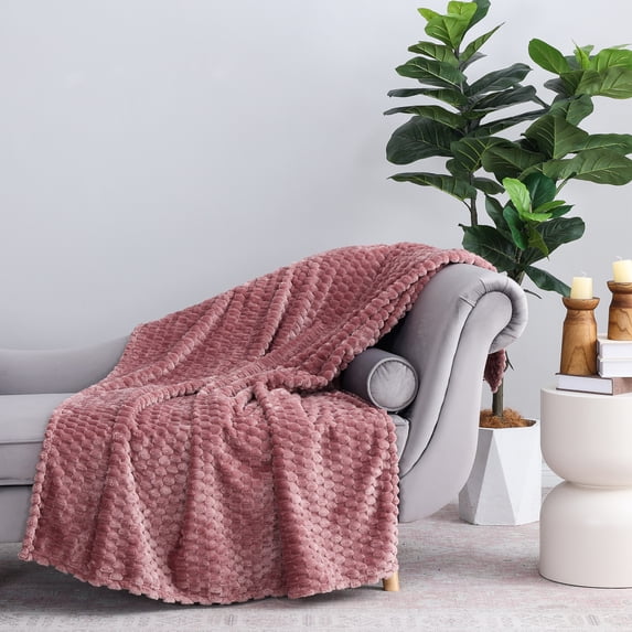 Better Homes & Gardens Textured Velvet Plush Oversized Couch Throw Blanket, Violet Gem