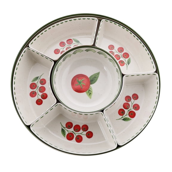 Better Homes and Gardens Tomato Design Bamboo Melamine Chip and Dip Set