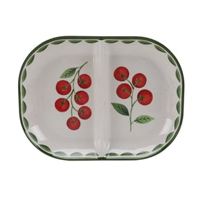 Better Homes & Gardens Tomato Beige Reusable Dishwasher-Safe Bamboo Melamine Plastic 13.35" x 10" Divided Serving Tray