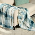 thumbnail image 1 of Better Homes & Gardens Printed Velvet Plush Super Soft Throw Blanket, Oversized, Reggie Teal Plaid, 1 of 9