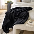 thumbnail image 1 of Better Homes & Gardens Solid Velvet Plush Fleece Couch Throw Blanket, Rich Black, 1 of 6