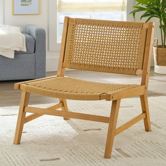 Better Homes & Gardens Vista Woven Accent Chair, Light Honey Finish