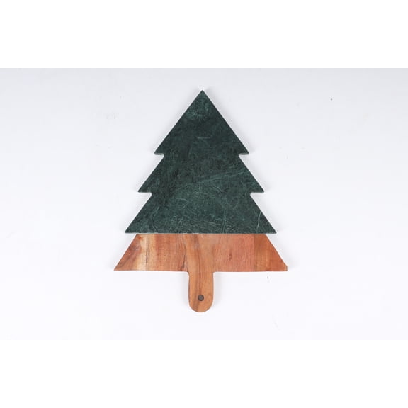 Better Homes & Gardens Tree Serving Board with Green Marble & Acacia Wood