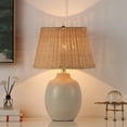 thumbnail image 1 of Better Homes & Gardens Cream Ceramic Table Lamp with Rattan Shade, 18 Inches, 1 of 8