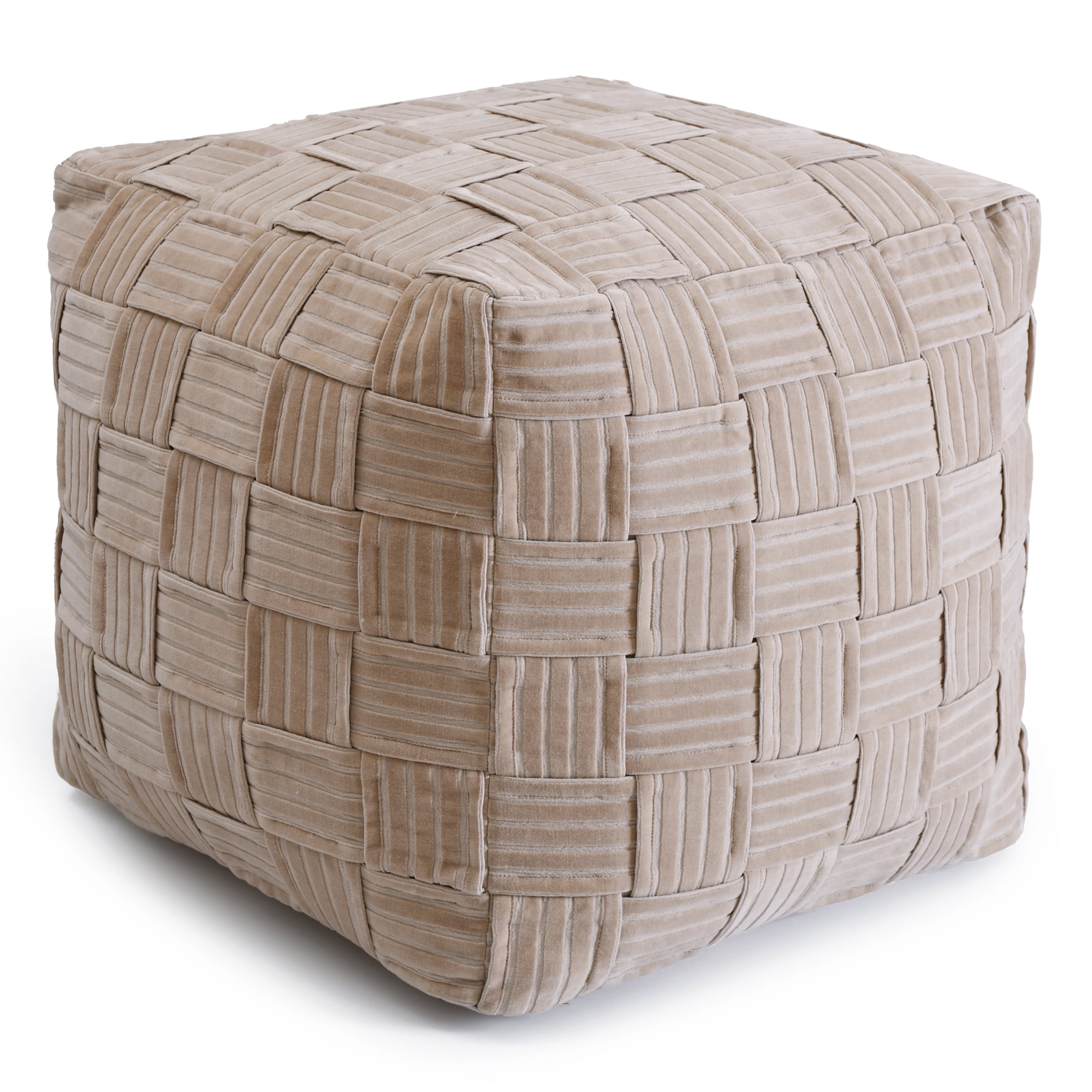 Better Homes & Gardens Velvet Woven Pouf Cover, Latte Swirl