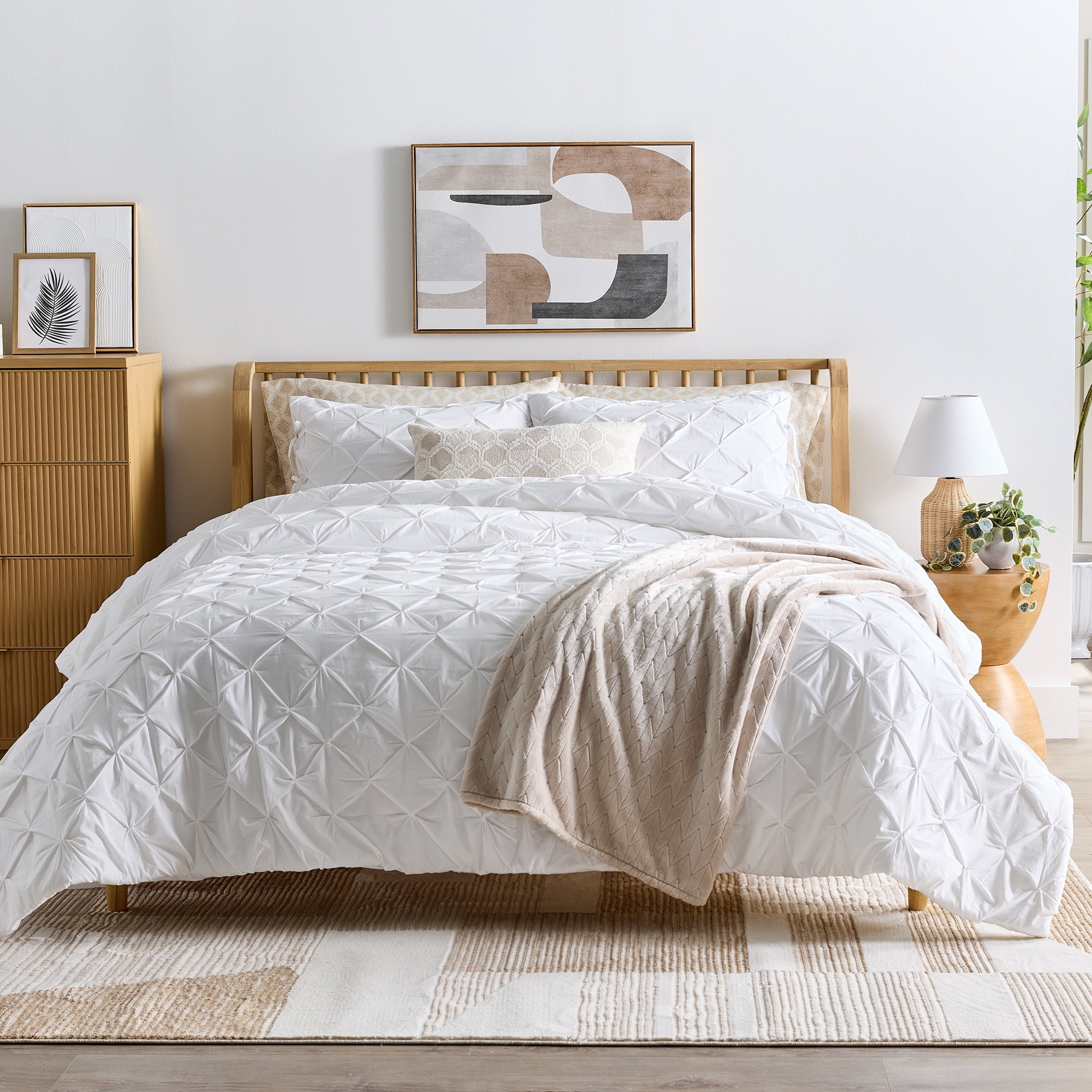 Better Homes & Gardens King Comforter Set, All-Season, 3-Piece, Arctic White Pintuck
