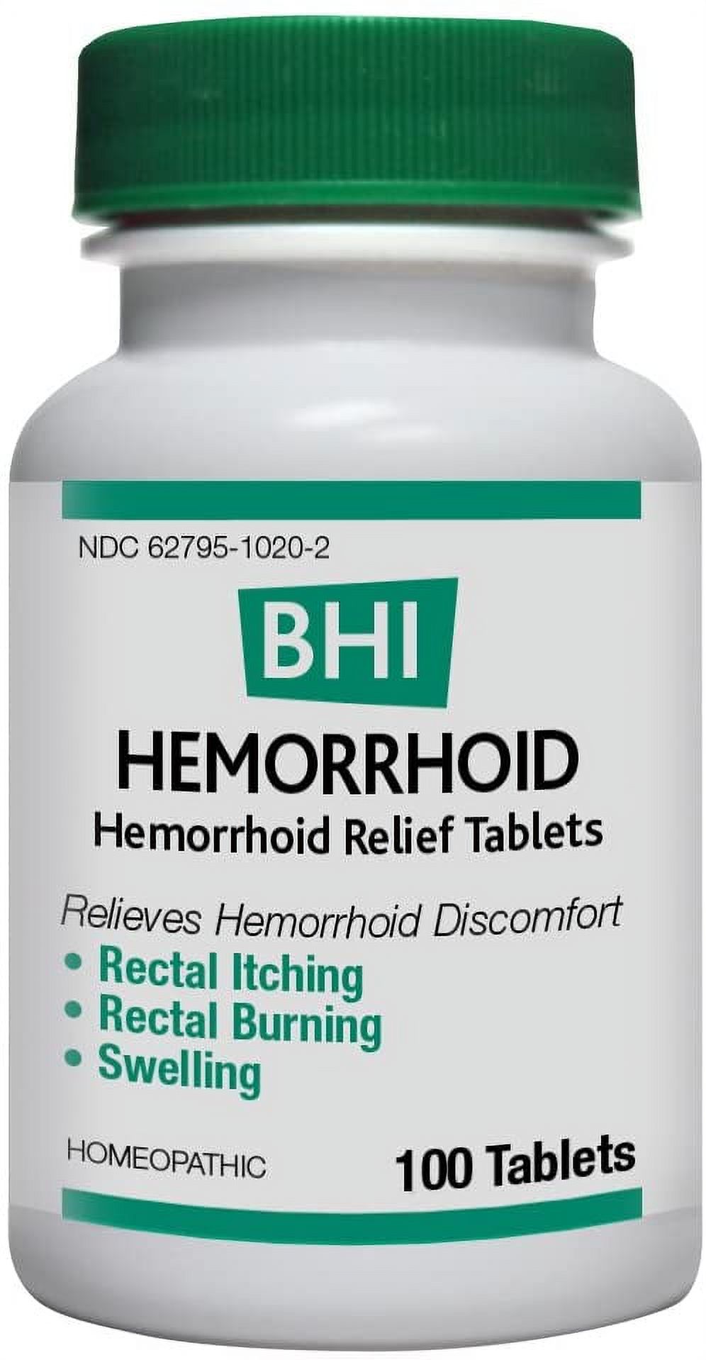 BHI Hemorrhoid Relief Tablets, Natural Homeopathic, 100 Tabs - image 1 of 5